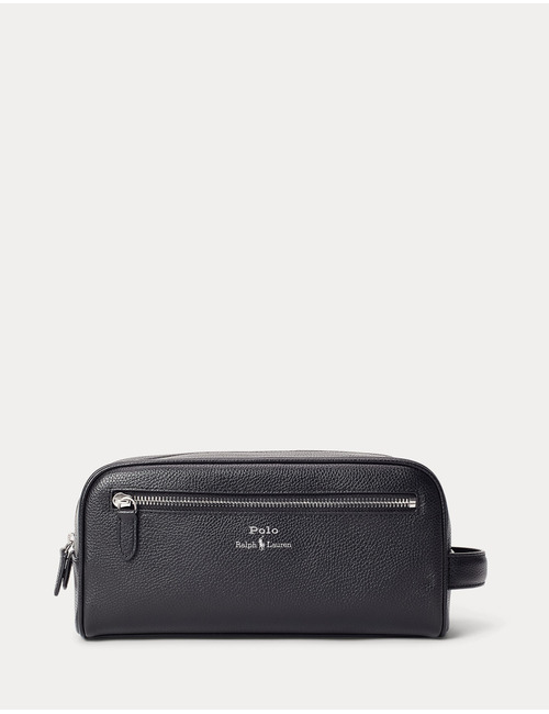 Pebbled Leather Travel Case in Zwart 