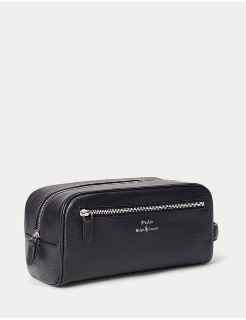 Pebbled Leather Travel Case in Zwart 