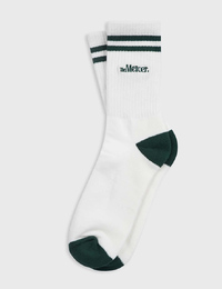 The Mercer Socks Stripe in White/Green 