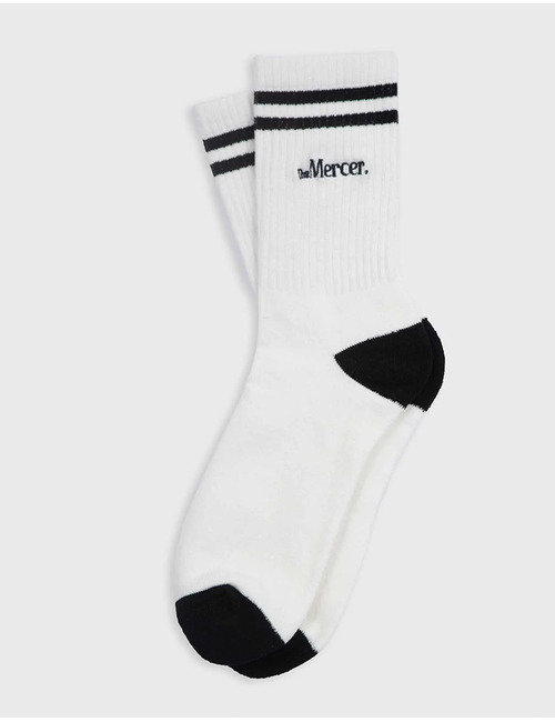 The Mercer Socks Stripe in White/Navy 