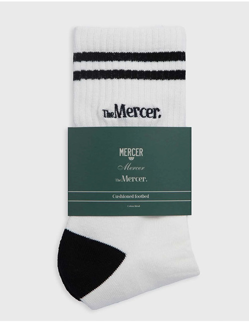 The Mercer Socks Stripe in White/Navy 