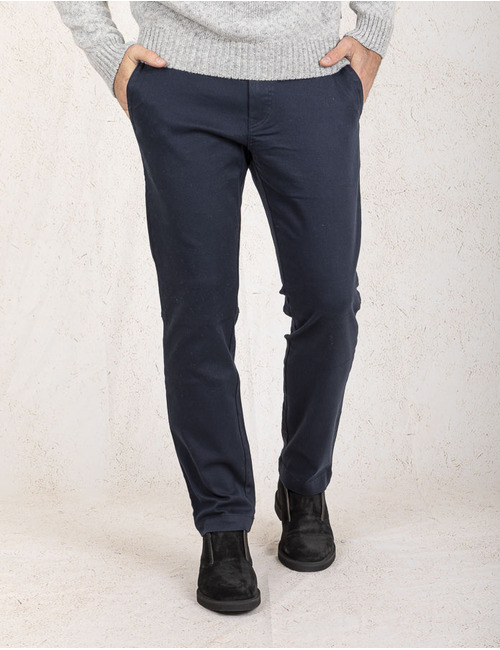 Regular-fit broek van keperstof in katoenmix – blauw