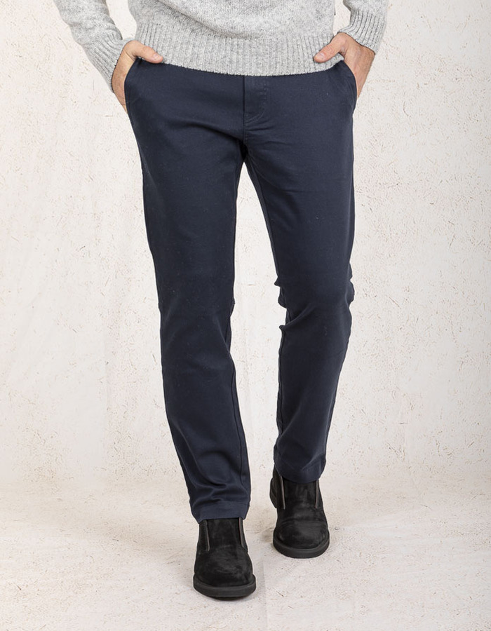 Regular-fit broek van keperstof in katoenmix – blauw