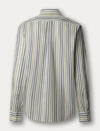 Regular Fit Gestreept Overhemd in Licht Popeline