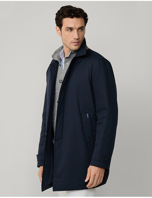 Padded Twill Trenchcoat in Marineblauw 