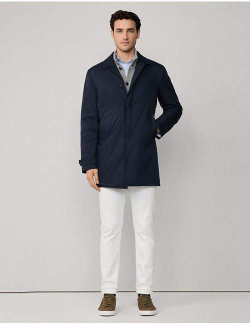 Padded Twill Trenchcoat in Marineblauw 