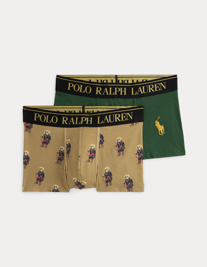 Stretch Cotton Trunk 2-Pack in Green/Khaki 