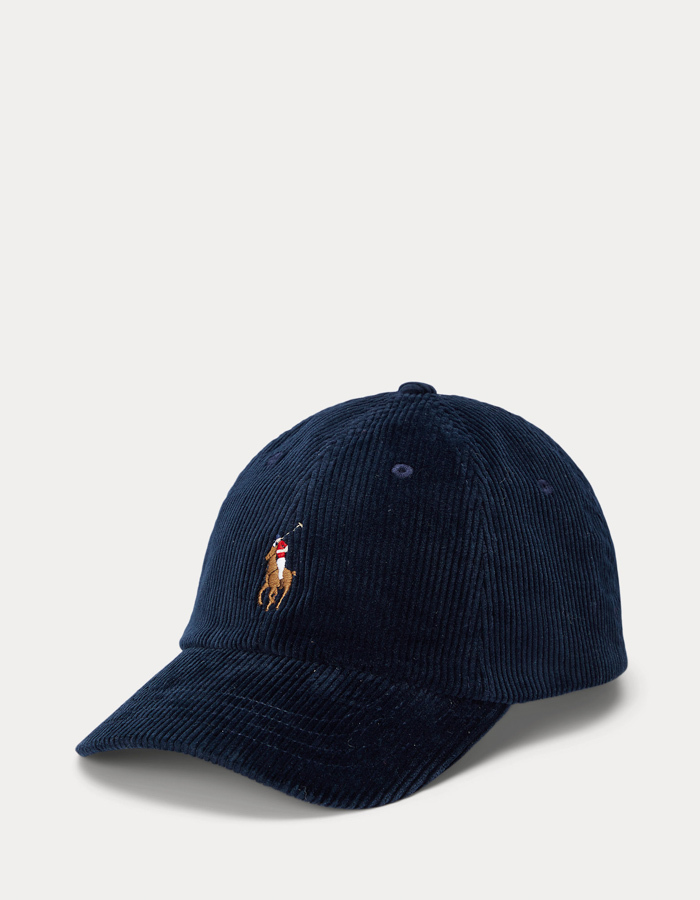Corduroy Ball Cap met Pony-logo – Aviator Navy