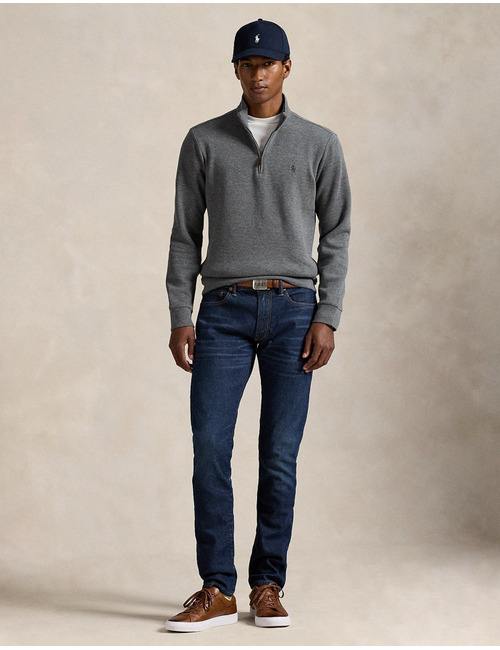 Double-Knit Mesh Quarter-Zip Pullover in Fortress Grey Heathe
