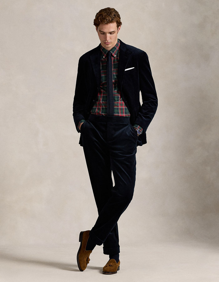 Custom Fit Plaid Twill Shirt in Forest Red Multi 