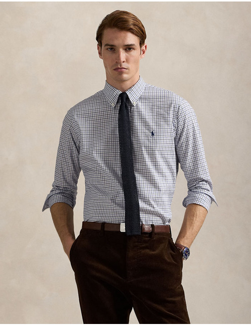 Custom Fit Plaid Twill Shirt in Nevis Blue Multi 