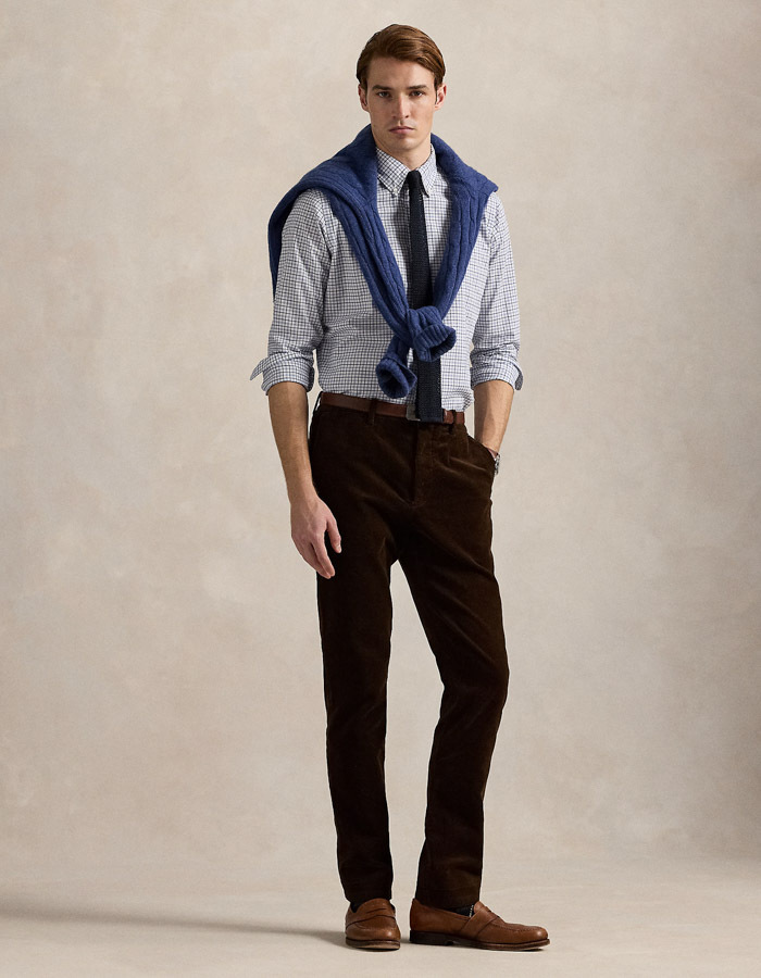 Custom Fit Plaid Twill Shirt in Nevis Blue Multi 