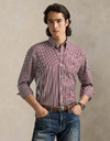 Custom Fit Striped Stretch Poplin Shirt in Classic Wine White 
