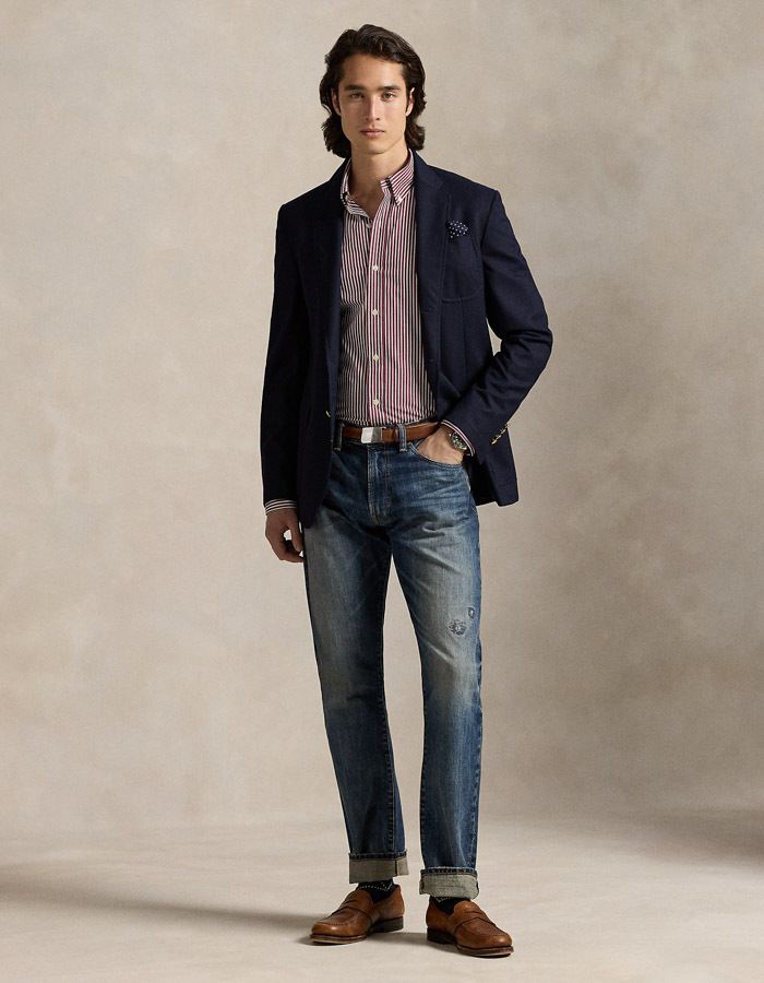 Custom Fit Striped Stretch Poplin Shirt in Classic Wine White 