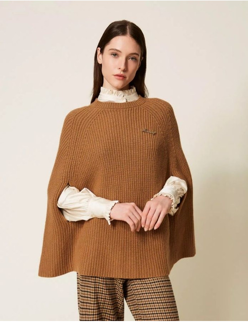 Twinset poncho bruin