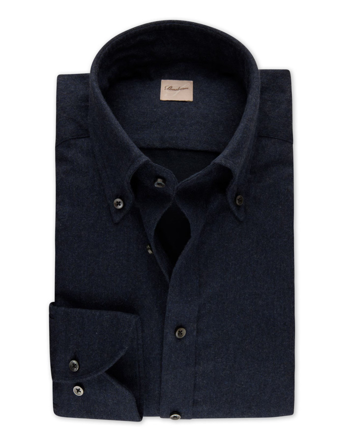Slimline Flannel Shirt in Navy