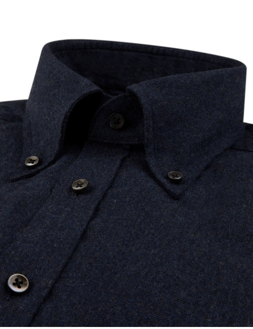 Slimline Flannel Shirt in Navy