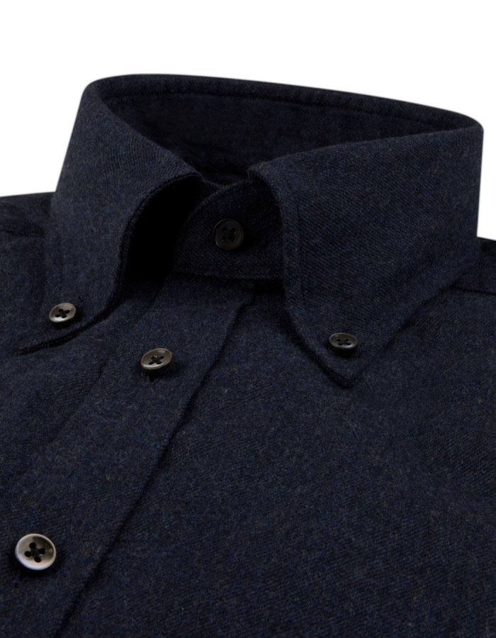 Slimline Flannel Shirt in Navy