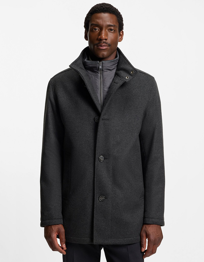 BOSS Relaxed-Fit Mantel in Wol-Kasjmiermix – Grijs