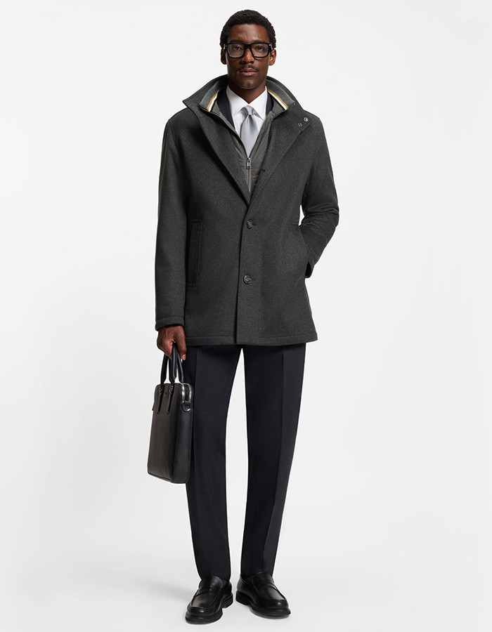 BOSS Relaxed-Fit Mantel in Wol-Kasjmiermix – Grijs