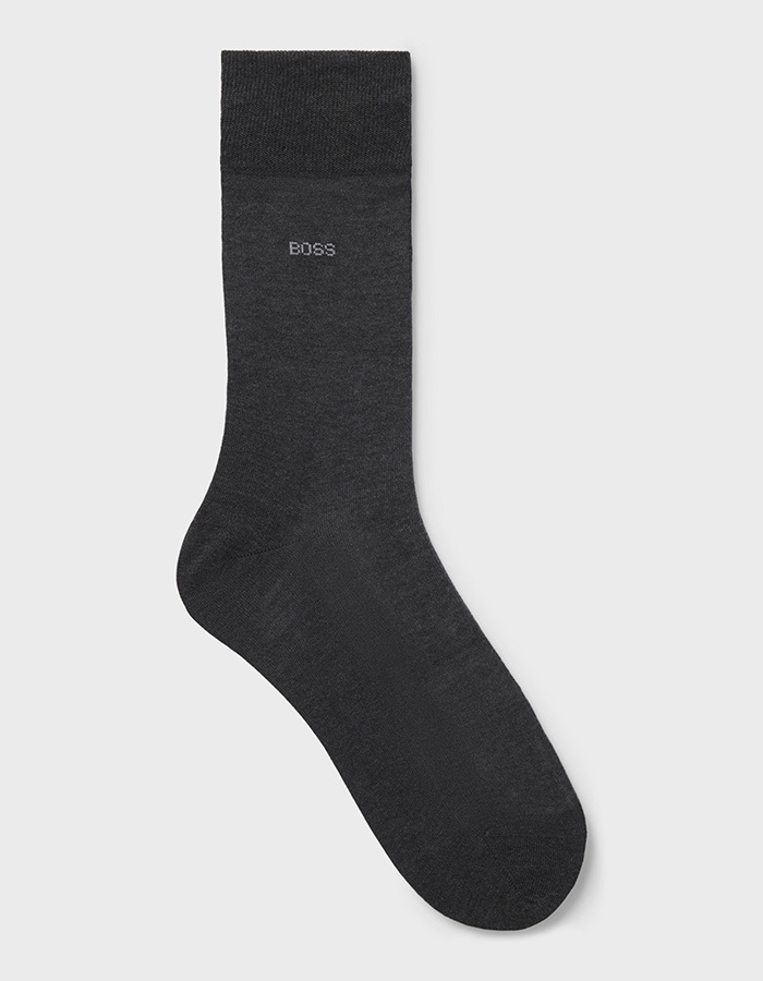 BOSS Logosokken in Egyptisch Katoen – Charcoal