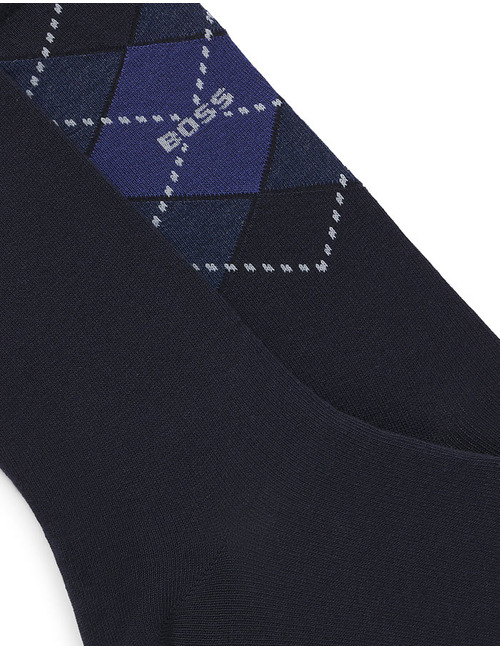 BOSS 2-Pack Argyle Sokken in Katoenmix – Donkerblauw