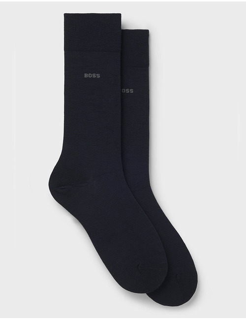BOSS 2-Pack Uni Sokken in Wolmix – Donkerblauw