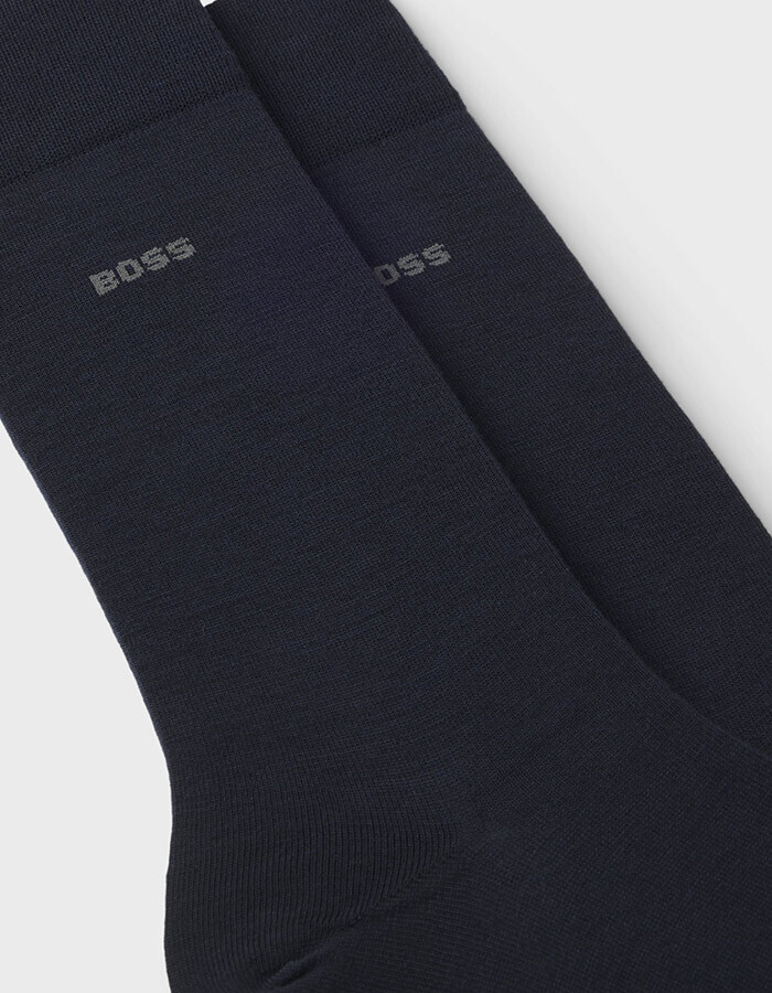 BOSS 2-Pack Uni Sokken in Wolmix – Donkerblauw