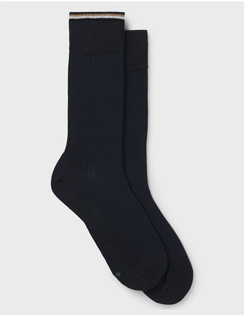 BOSS 2-Pack Geribbelde Sokken in Katoenmix – Donkerblauw