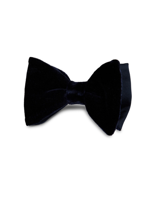 Navy Velvet Vlinderdas in Zijde-Viscose – Pre-Tied