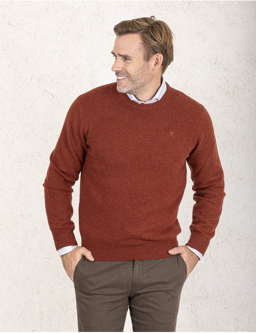 Regular Fit Trui in Roestbruin – Wol