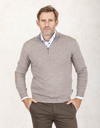 Regular Fit Pull met Korte Rits in Taupe 