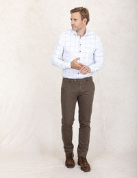 Slim Fit Hemd met Ruitpatroon in Wit