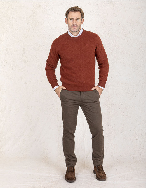 Regular Fit Trui in Roestbruin – Wol