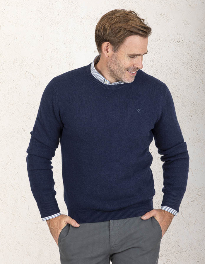 Hackett pull met ronde hals blauw