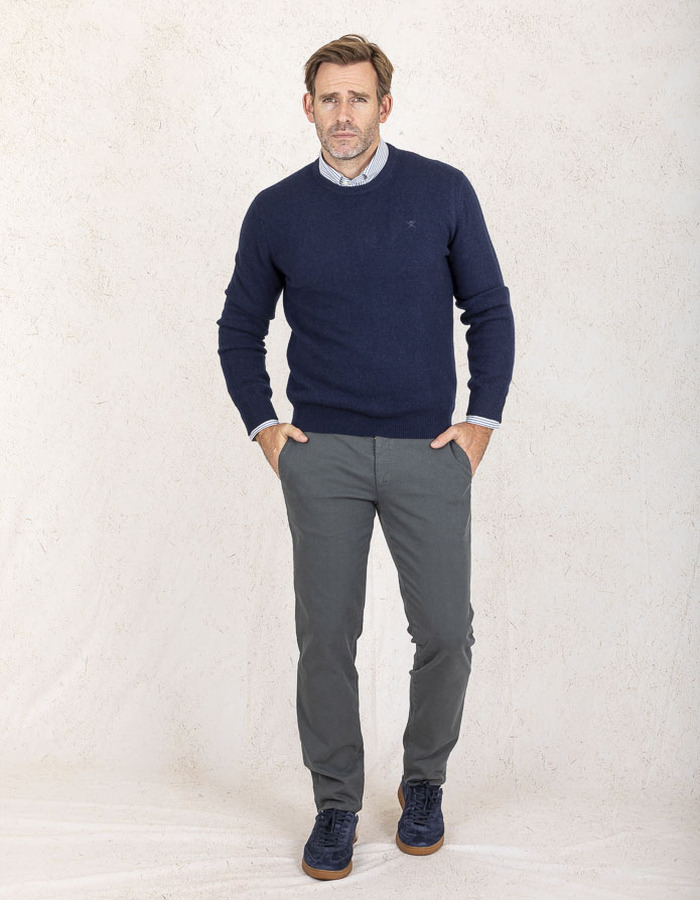 Hackett pull met ronde hals blauw