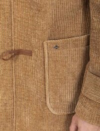 Regular Fit Corduroy Duffle Coat met Capuchon in Camel