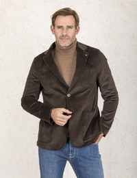Modern Fit Corduroy Blazer Giacci in Donkerbruin 