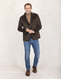 Modern Fit Corduroy Blazer Giacci in Donkerbruin 