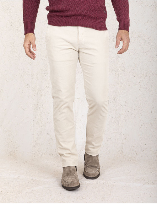 Slim Fit Corduroy ATN05  Broek in Ecru