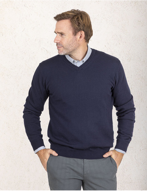 Regular Fit V-Hals Pull in Navy