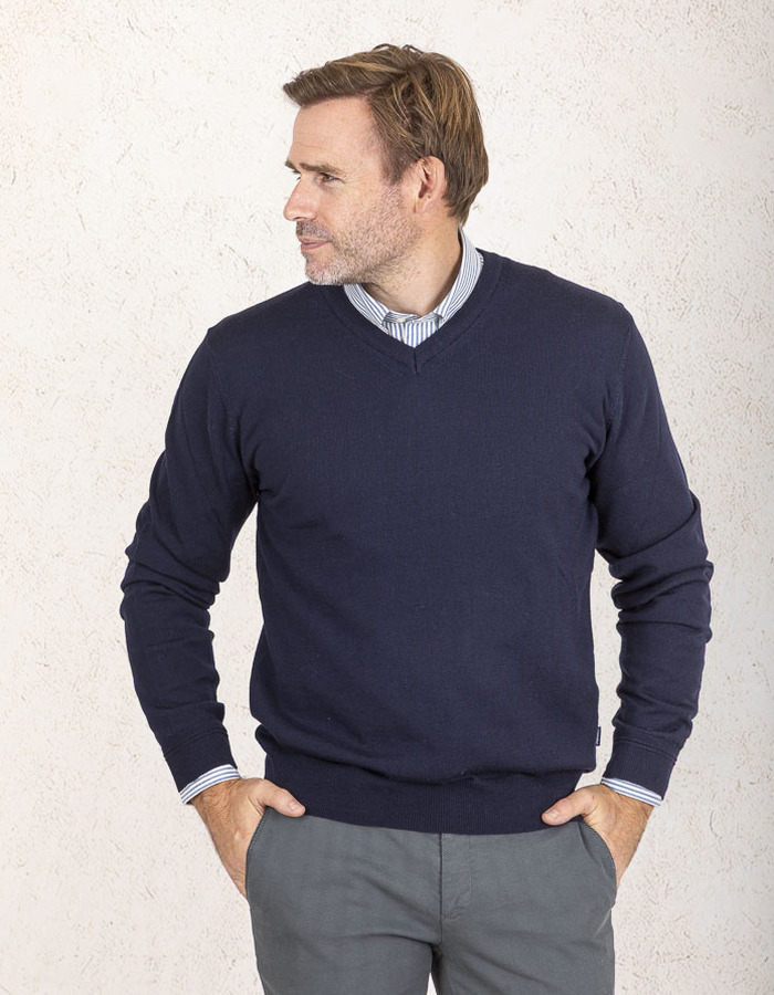 Façonnable pull met v-hals blauw