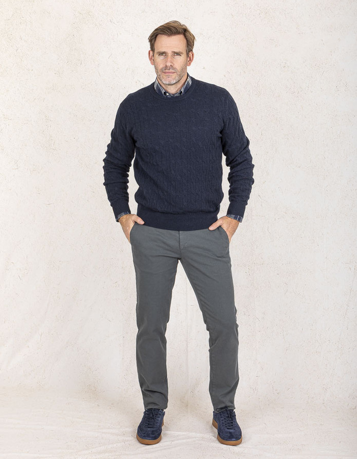 Hackett pull met ronde hals blauw