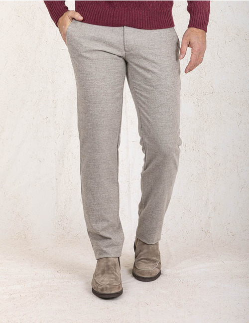 Regular Fit Woollook Broek Magnus in Beige 