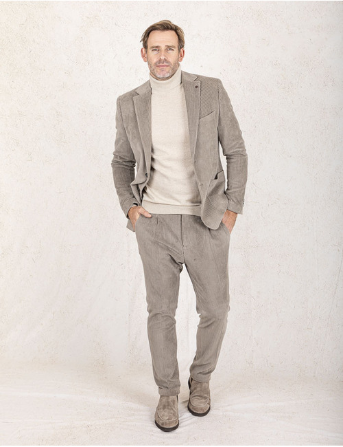 Slim Fit Velours Blazer Dinick in Beige