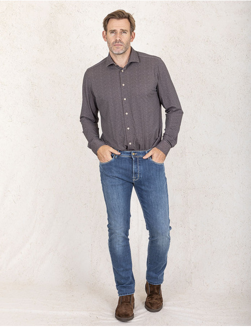 Blue Industry slim fit hemd bruin