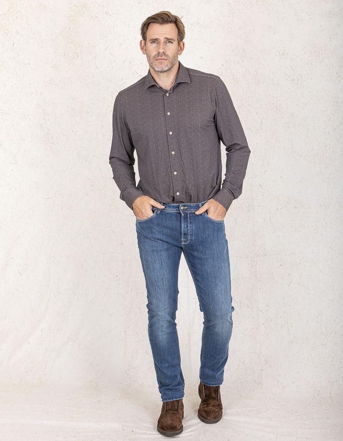 Blue Industry slim fit hemd bruin