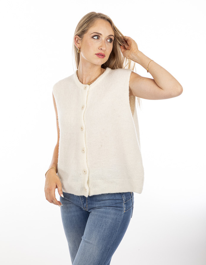 Amelie Amelie gilet zonder mouw wit
