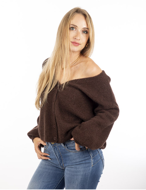 Amelie Amelie lange mouw gilet bruin