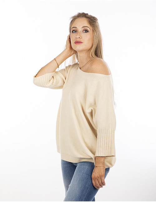 Amelie Amelie lange mouw pull ecru